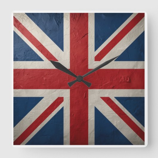 Union Jack flag Vierkante Klok (Voorkant)