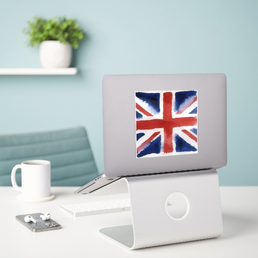 Union jack flag vinyl sticker (Laptop op bureau)