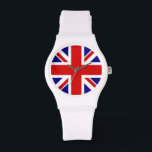 Union Jack Flag Watch Horloge<br><div class="desc">Union Jack Flag Watch of the UK - United Kingdom, dat in Groot-Brittannië is gevestigd. De vlag van Union Jack symboliseert de eenheid tussen Engeland, Schotland en Ierland. De kleuren van de vlag van de unienhefboom zijn rood, blauw, wit. Dit ontwerp is ook beschikbaar op vele andere producten voor u...</div>