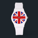 Union Jack Flag Watch Horloge<br><div class="desc">Union Jack Flag Watch of the UK - United Kingdom, dat in Groot-Brittannië is gevestigd. De vlag van Union Jack symboliseert de eenheid tussen Engeland, Schotland en Ierland. De kleuren van de vlag van de unienhefboom zijn rood, blauw, wit. Dit ontwerp is ook beschikbaar op vele andere producten voor u...</div>