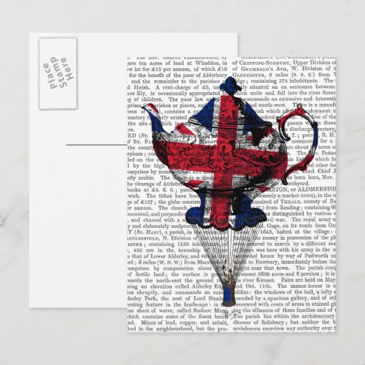 Union Jack Flying Teapot Briefkaart (Voorkant / Achterkant)