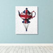 Union Jack Flying Teapot Canvas Afdruk (Insitu (Houten vloer))