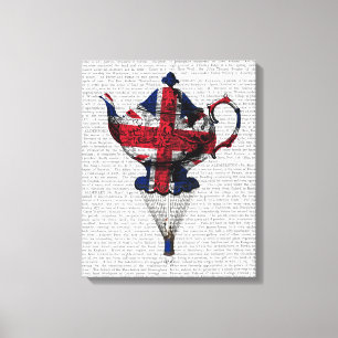 Union Jack Flying Teapot Canvas Afdruk