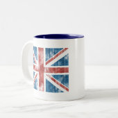 Union Jack gedragen Tweekleurige Koffiemok (Voorkant links)