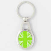 Union Jack geschilderd UK Art Lime Green Heva Weva Sleutelhanger (Voorkant)