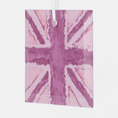 Union Jack geschilderd UK Art Plum door Heva Weva Glas Ornament (Voorkant links)