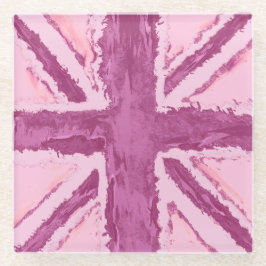 Union Jack geschilderd UK Art Plum Glazen Onderzetter