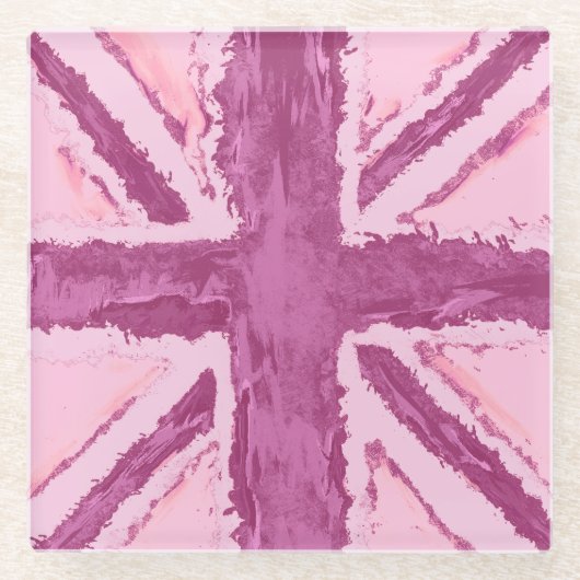 Union Jack geschilderd UK Art Plum Glazen Onderzetter (Voorkant)