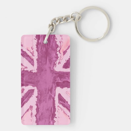 Union Jack geschilderd UK Art Plum Sleutelhanger (achterkant)