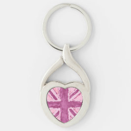 Union Jack geschilderd UK Art Plum Sleutelhanger