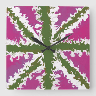 Union Jack Geschilderd UK Art Roze en Groen Decor Vierkante Klok