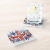 union jack glass coaster glazen onderzetter (Schuin)