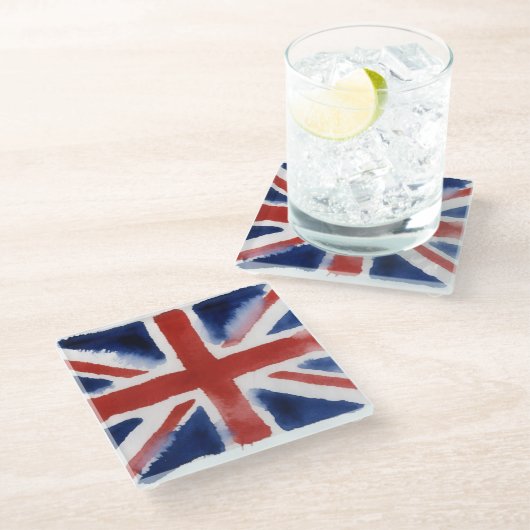 Union jack glass coaster glazen onderzetter (Schuin)