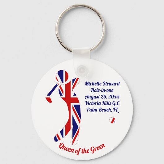 Union Jack Golf Hole-in-one herdenking Sleutelhanger (Voorkant)