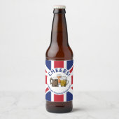 Union Jack Great Britain Cartoon Beers Cheers Bier Etiket (Voorkant)