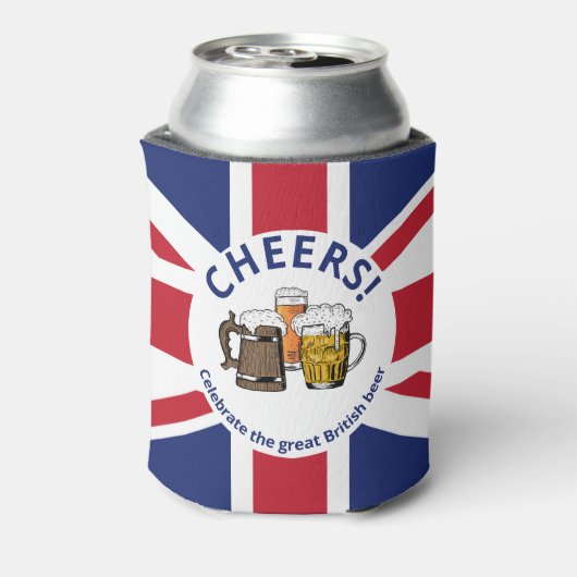 UNION JACK Groot-Brittannië Cartoon 3 Cheers Beers Blikjeskoeler (Blikje Achterkant)