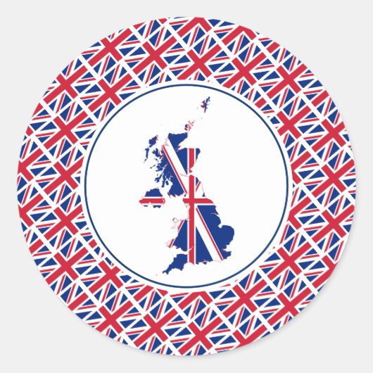 UNION JACK Groot-Brittannië - Vlaggenkaart patriot Ronde Sticker (Voorkant)