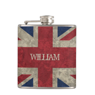 Union Jack   Grunge British Flag, gepersonaliseerd Heupfles