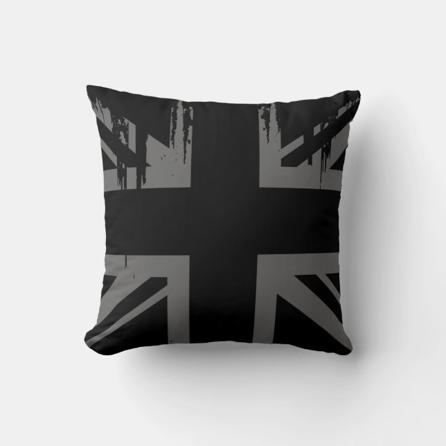 Union Jack (grunge Silver UK vlag) Kussen (Voorkant)