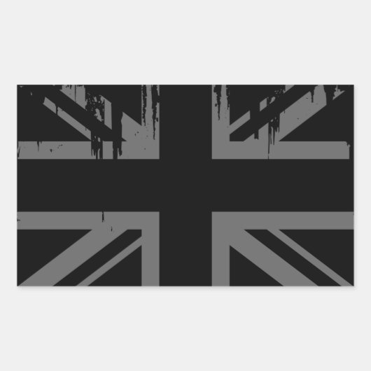 Union Jack (grunge Silver UK vlag) Rechthoekige Sticker (Voorkant)
