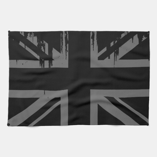 Union Jack (grunge Silver UK vlag) Theedoek (Horizontaal)
