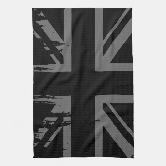 Union Jack (grunge Silver UK vlag) Theedoek (Verticaal)