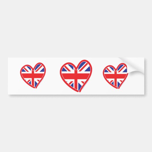 Union Jack Hart Vlag Bumpersticker (Voorkant)