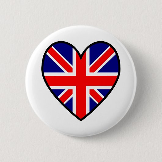 Union Jack Hartvormige Vlag Knop Ronde Button 5,7 Cm (Voorkant)
