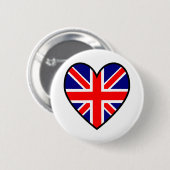 Union Jack Hartvormige Vlag Knop Ronde Button 5,7 Cm (Voorkant /achterkant)