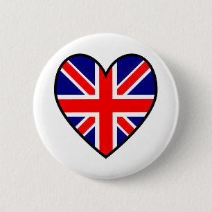 Union Jack Hartvormige Vlag Knop Ronde Button 5,7 Cm