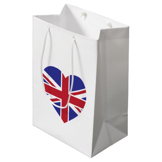 Union Jack Heart Gift Bag Medium Cadeauzakje (Voorkant Gekanteld)