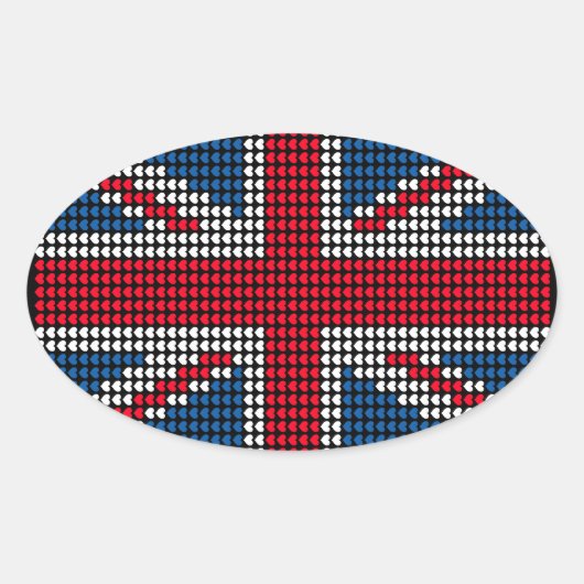Union Jack Heart Ovale Sticker (Voorkant)