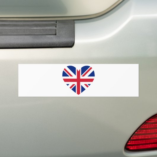 Union Jack Heart Shape Bumpersticker (Op auto)