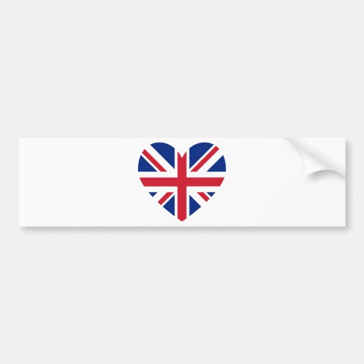 Union Jack Heart Shape Bumpersticker (Voorkant)