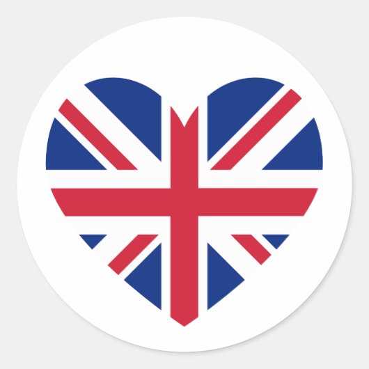Union Jack Heart Shape Ronde Sticker (Voorkant)