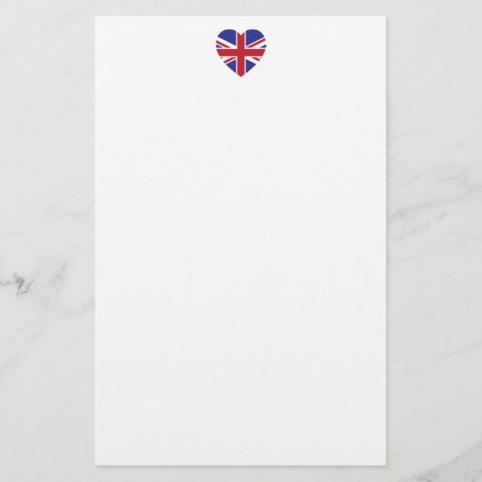 Union Jack Heart Stationery Briefpapier (Voorkant)