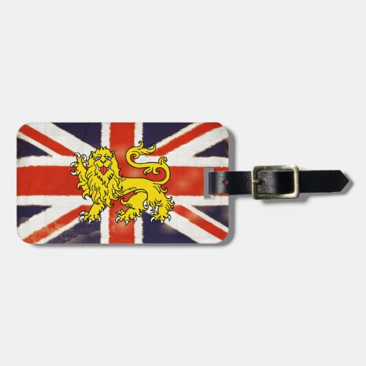 Union Jack Heraldry Lion Bagagelabel (Voorkant horizontaal)