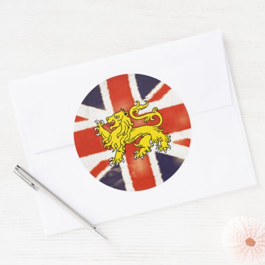 Union Jack Heraldry Lion Sticker (Envelop)