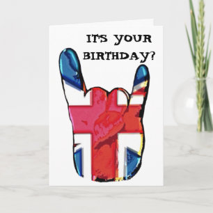 Union Jack Horns Pop Art Rock Birthday Card Kaart