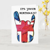 Union Jack Horns Pop Art Rock Verjaardag Kaart (Gele Bloem)