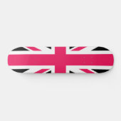 Union Jack ~ Hot Pink Black en White Persoonlijk Skateboard (Horizontaal)