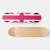 Union Jack ~ Hot Pink Black en White Persoonlijk Skateboard (Horizontaal)