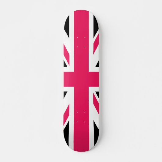 Union Jack ~ Hot Pink Black en White Persoonlijk Skateboard (Voorkant)