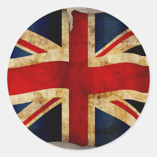 Union Jack Klassieke Ronde Sticker (Voorkant)