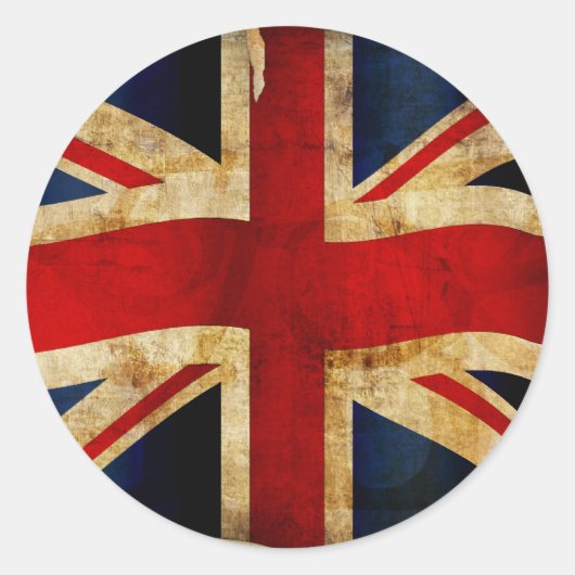 Union Jack Klassieke Ronde Sticker (Voorkant)