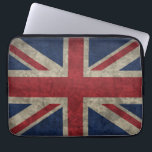 Union Jack-laptophoes Laptop Sleeve<br><div class="desc">De Britse vlag,  de Union Jack,  is hier afgebeeld met een  grunge look. Het is gestileerd in Brits rood,  wit en blauw en heeft een rustieke,  versleten uitstraling.</div>