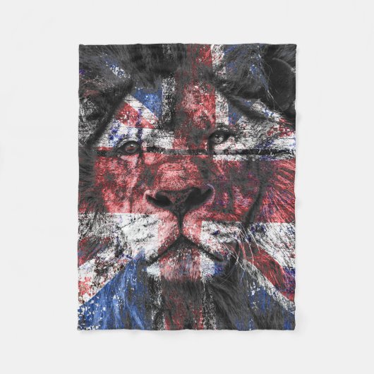 Union Jack Lion Fleece Deken (Voorkant)