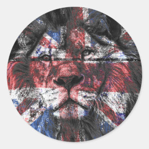 Union Jack Lion Ronde Sticker