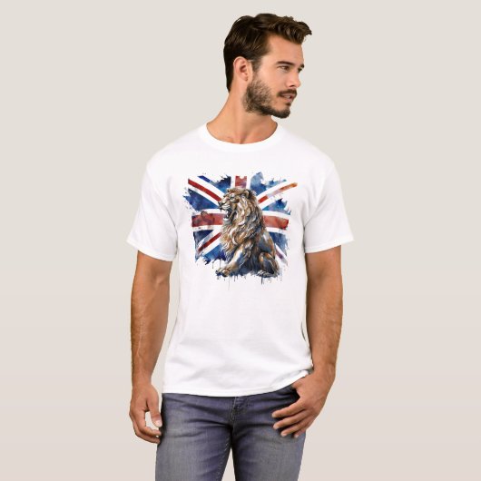 Union Jack Lion Union Jack Flag British Isles Vere T-shirt (Voorkant volledig)