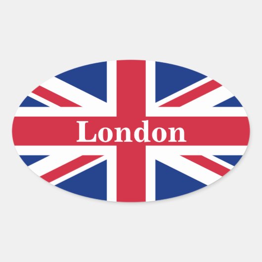 Union Jack London ~ British Flag Ovale Sticker (Voorkant)